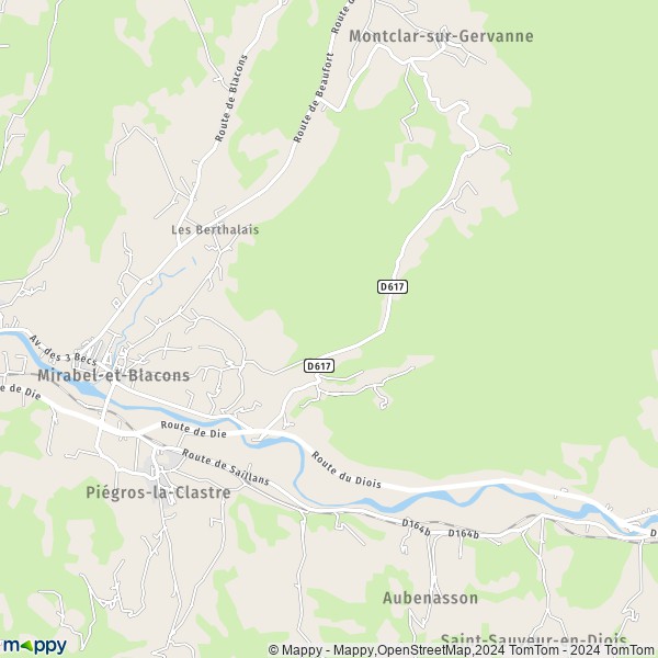 La carte pour la ville de Mirabel-et-Blacons 26400