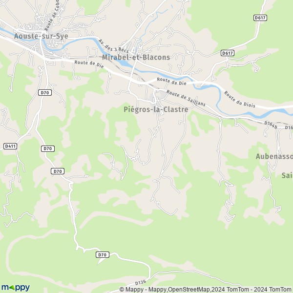 La carte pour la ville de Piégros-la-Clastre 26400