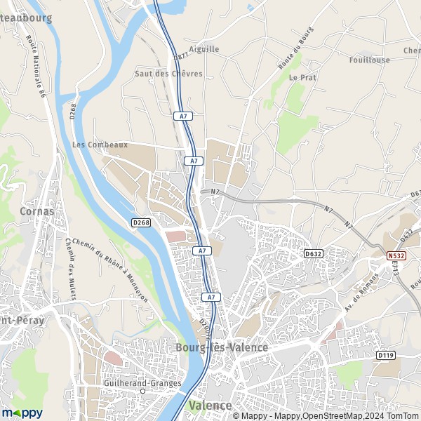 La carte pour la ville de Bourg-lès-Valence 26500