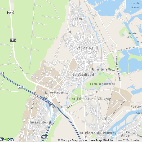 La carte pour la ville de Le Vaudreuil 27100