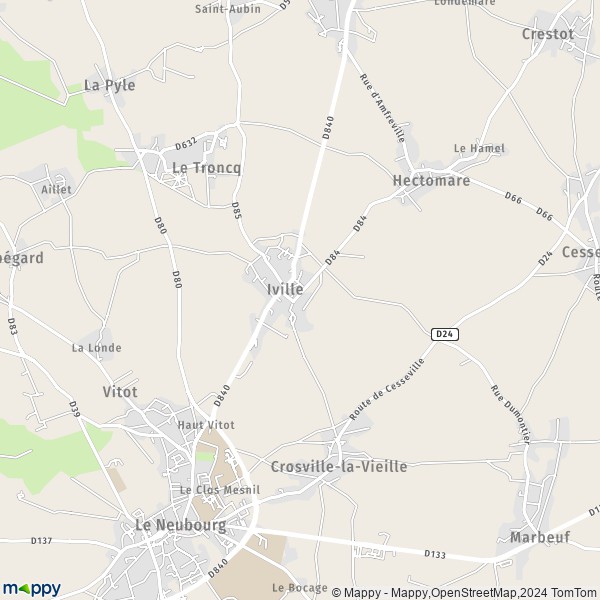 La carte pour la ville de Iville 27110