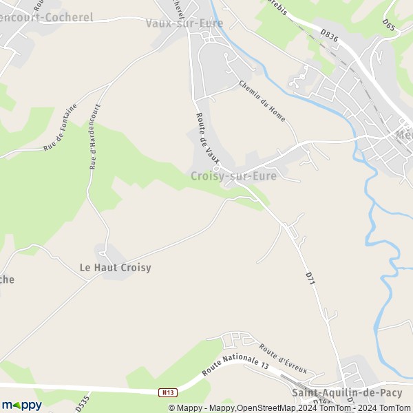 La carte pour la ville de Croisy-sur-Eure 27120