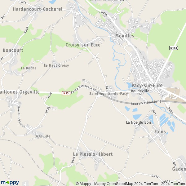 La carte pour la ville de Saint-Aquilin-de-Pacy, 27120 Pacy-sur-Eure