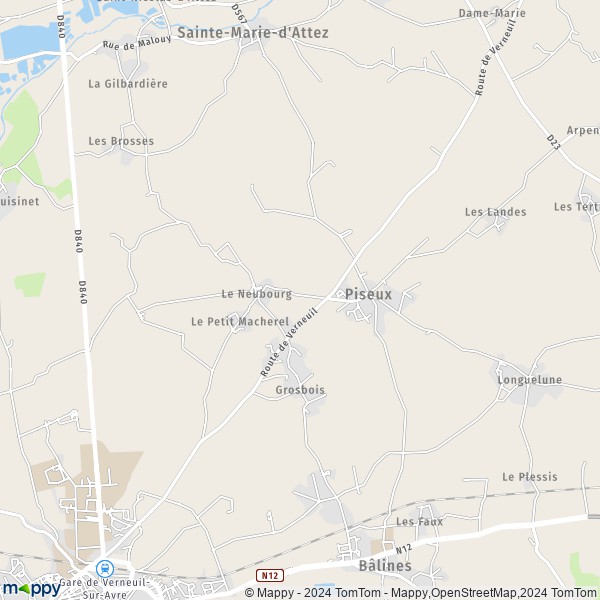 La carte pour la ville de Piseux 27130