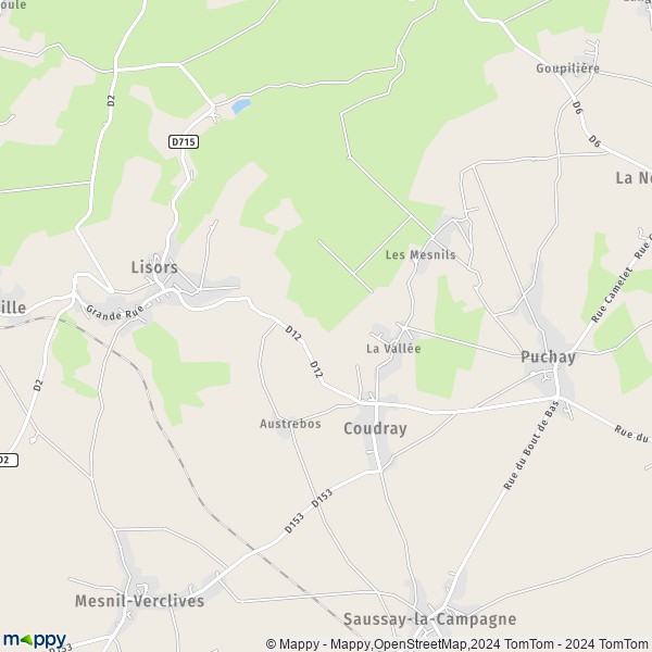 La carte pour la ville de Coudray 27150