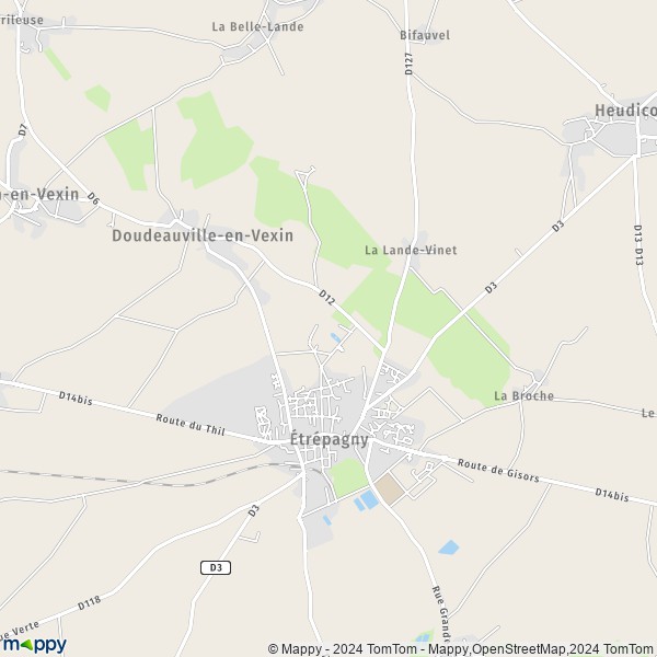 La carte pour la ville de Étrépagny 27150