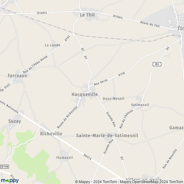 La carte pour la ville de Hacqueville 27150