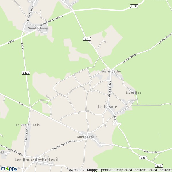 La carte pour la ville de Sainte-Marguerite-de-l'Autel, 27160 Le Lesme