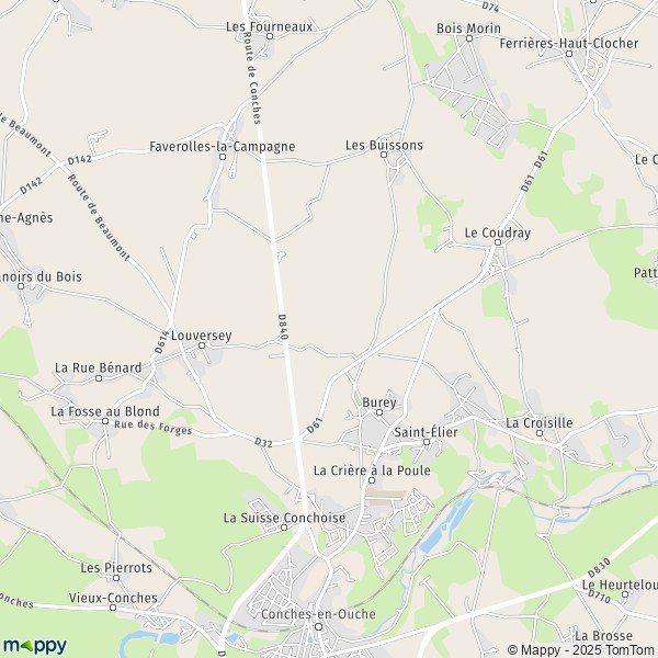 La carte pour la ville de Burey 27190