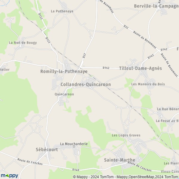 La carte pour la ville de Collandres-Quincarnon 27190