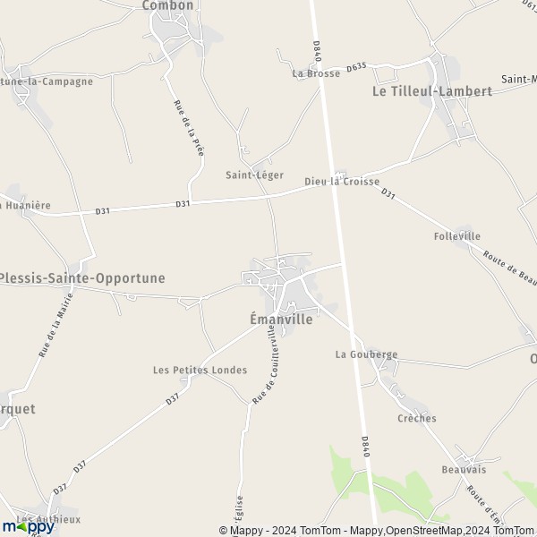 La carte pour la ville de Émanville 27190