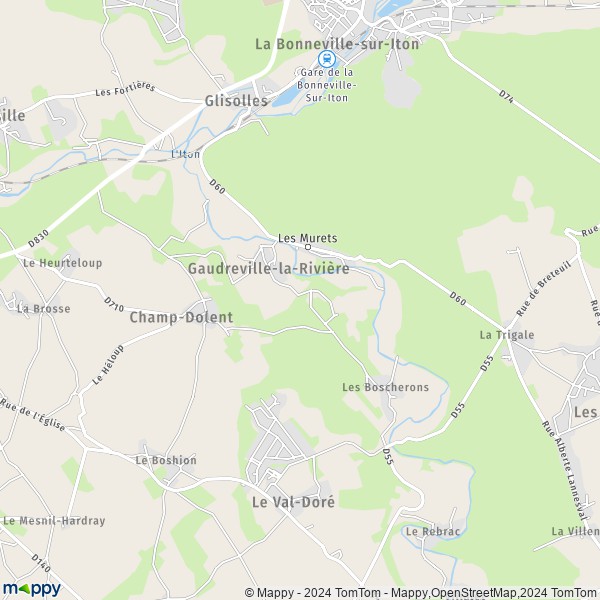 La carte pour la ville de Gaudreville-la-Rivière 27190