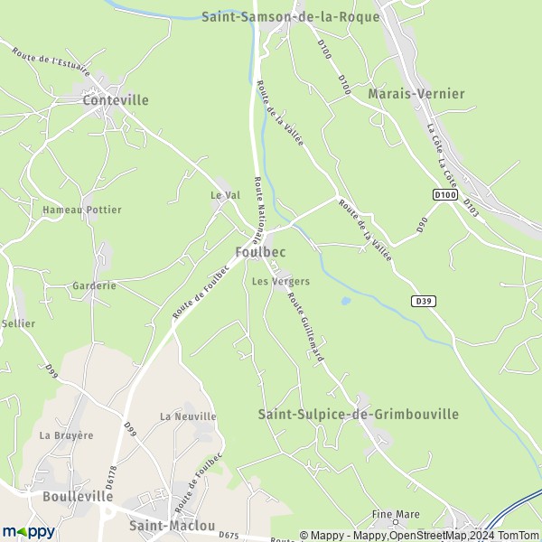 La carte pour la ville de Foulbec 27210