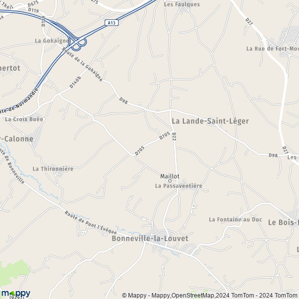 La carte pour la ville de La Lande-Saint-Léger 27210