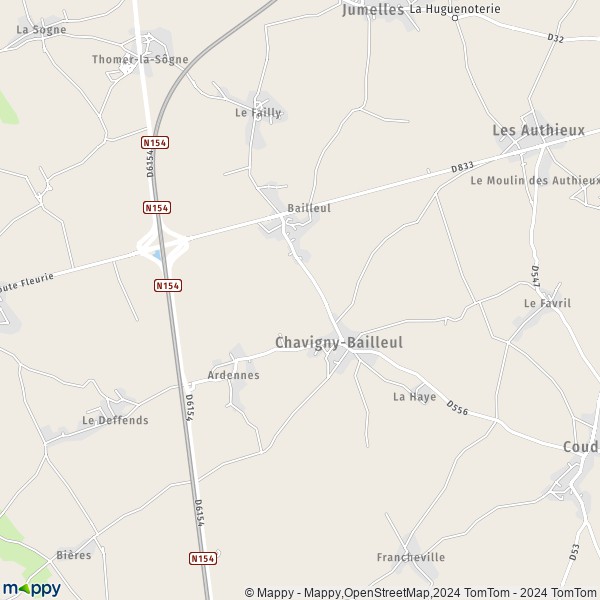 La carte pour la ville de Chavigny-Bailleul 27220