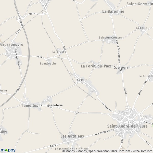 La carte pour la ville de La Forêt-du-Parc 27220