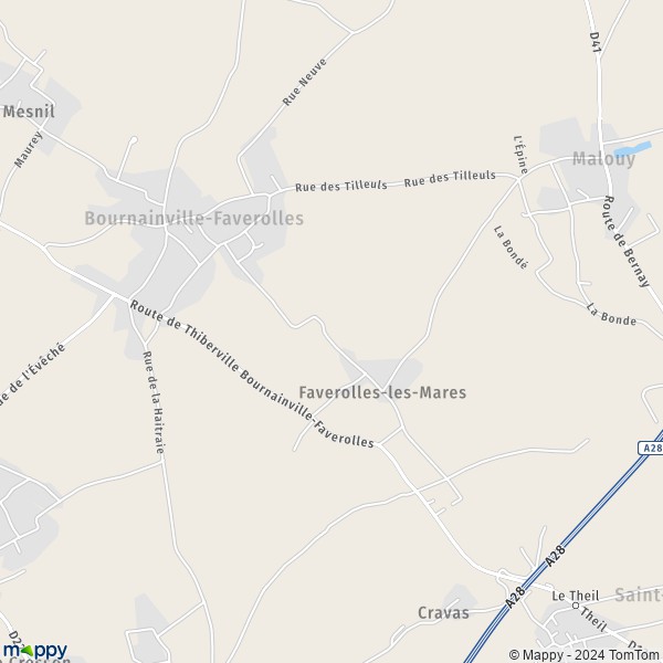La carte pour la ville de Bournainville-Faverolles 27230