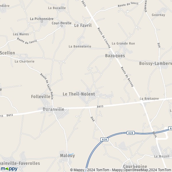 La carte pour la ville de Folleville 27230