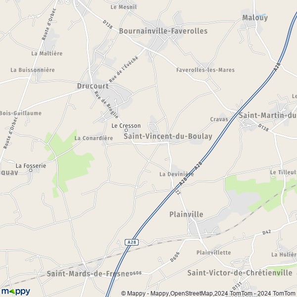 La carte pour la ville de Saint-Vincent-du-Boulay 27230