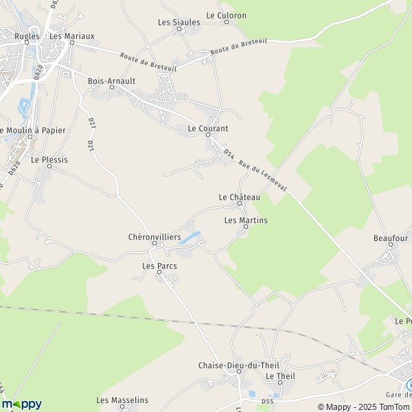 La carte pour la ville de Chéronvilliers 27250