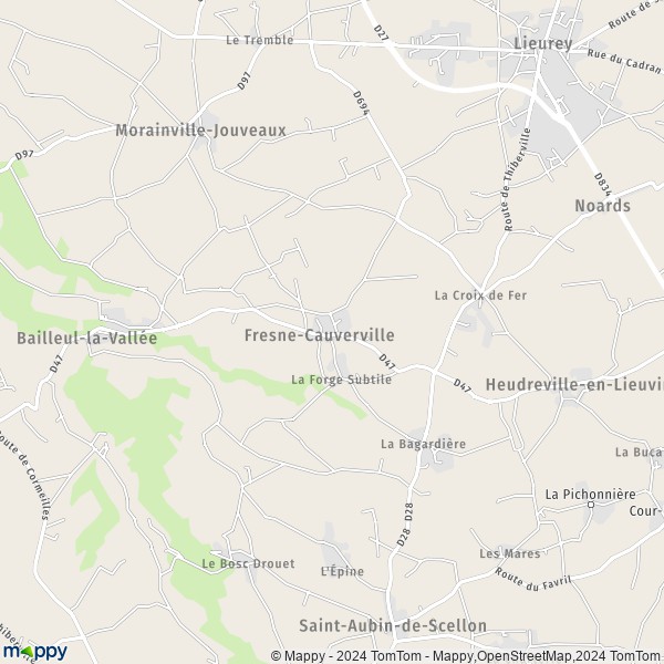 La carte pour la ville de Fresne-Cauverville 27260