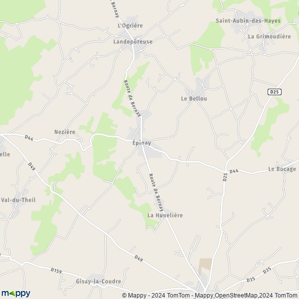La carte pour la ville de Épinay, 27330 Mesnil-en-Ouche