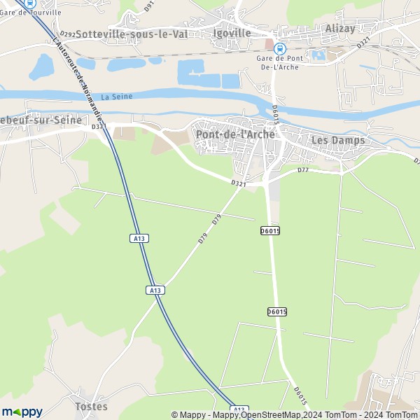 La carte pour la ville de Pont-de-l'Arche 27340