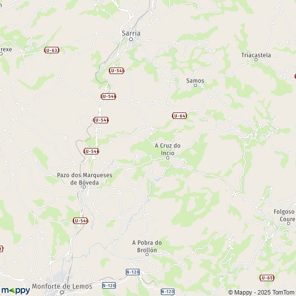 La carte pour la ville de 27341-27626 O Incio