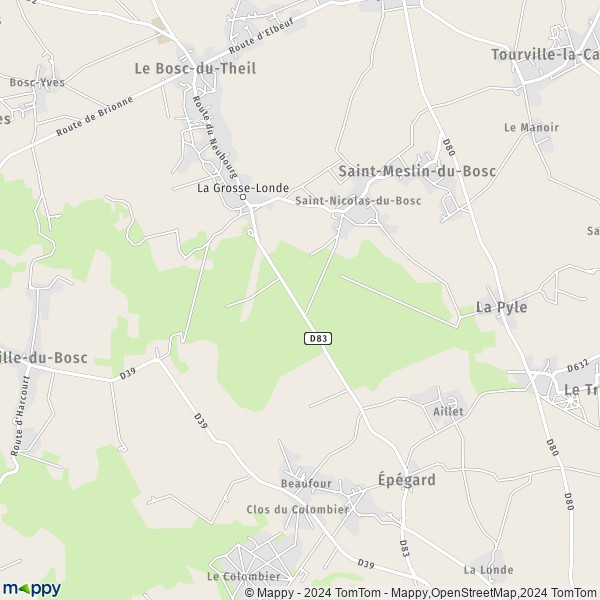 La carte pour la ville de Saint-Nicolas-du-Bosc, 27370 Le Bosc-du-Theil