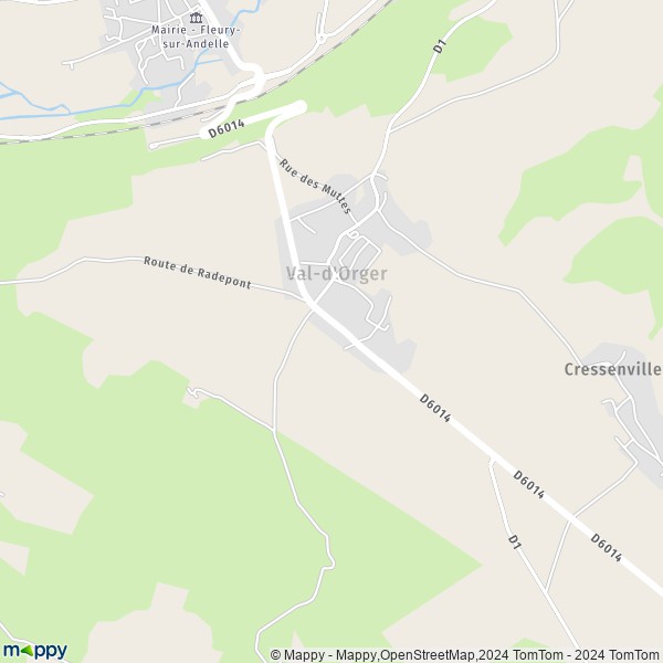 La carte pour la ville de Grainville, 27380 Val-d'Orger