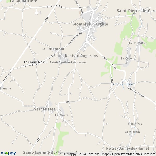 La carte pour la ville de Saint-Denis-d'Augerons 27390