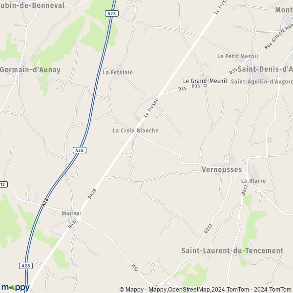La carte pour la ville de Verneusses 27390