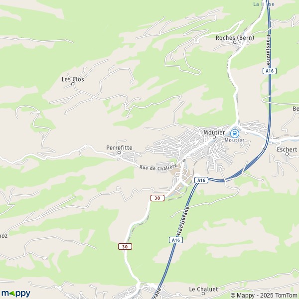 La carte pour la ville de Moutier 2740