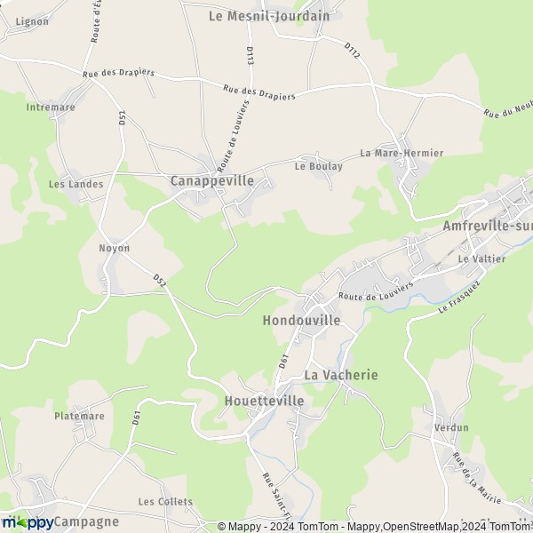 La carte pour la ville de Hondouville 27400