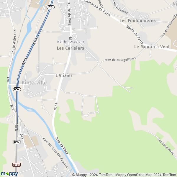 La carte pour la ville de Pinterville 27400