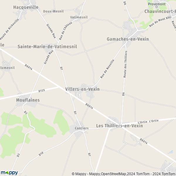 La carte pour la ville de Villers-en-Vexin 27420