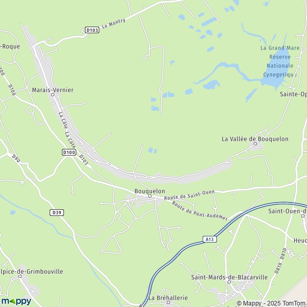 La carte pour la ville de Bouquelon 27500