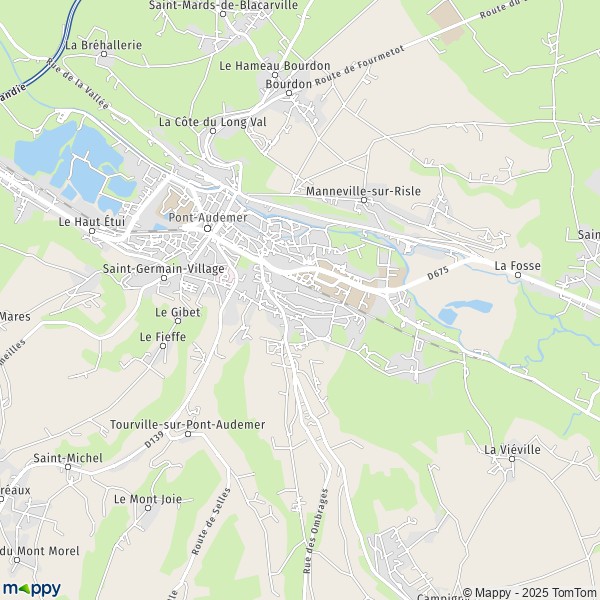 Carte Les Places, 27500 Pont-Audemer