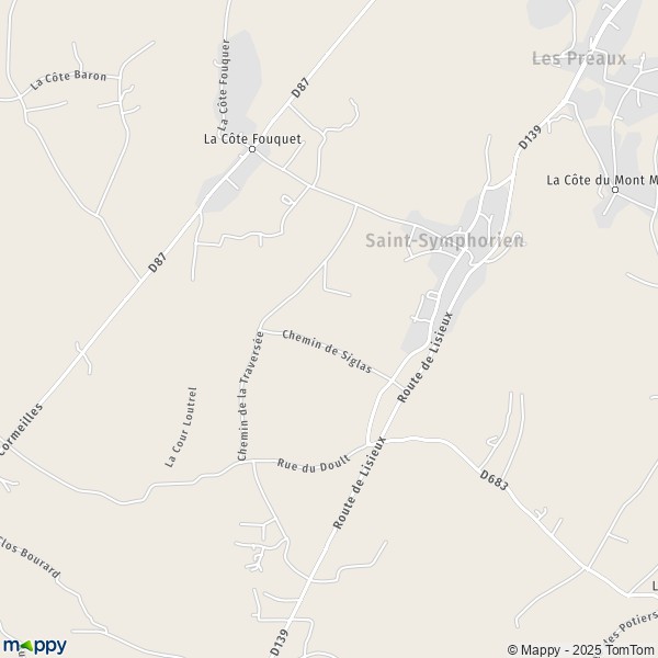 La carte pour la ville de Saint-Symphorien 27500