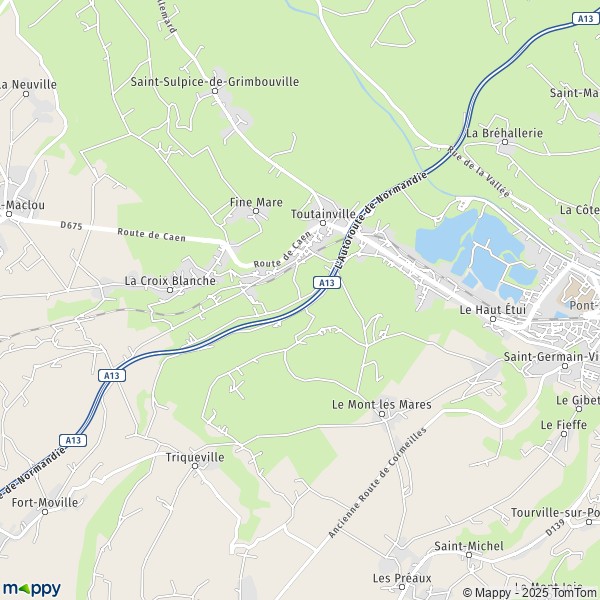 La carte pour la ville de Toutainville 27500