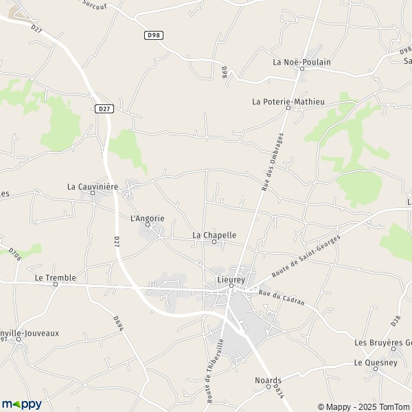 Carte La Rue Rouge, 27560 Lieurey