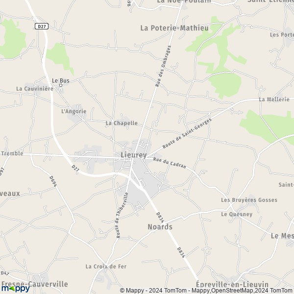 La carte pour la ville de Lieurey 27560