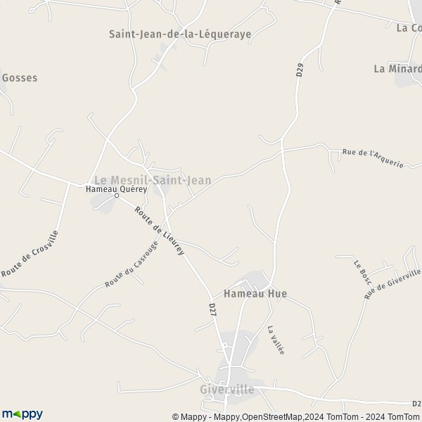La carte pour la ville de Saint-Georges-du-Mesnil, 27560 Le Mesnil-Saint-Jean