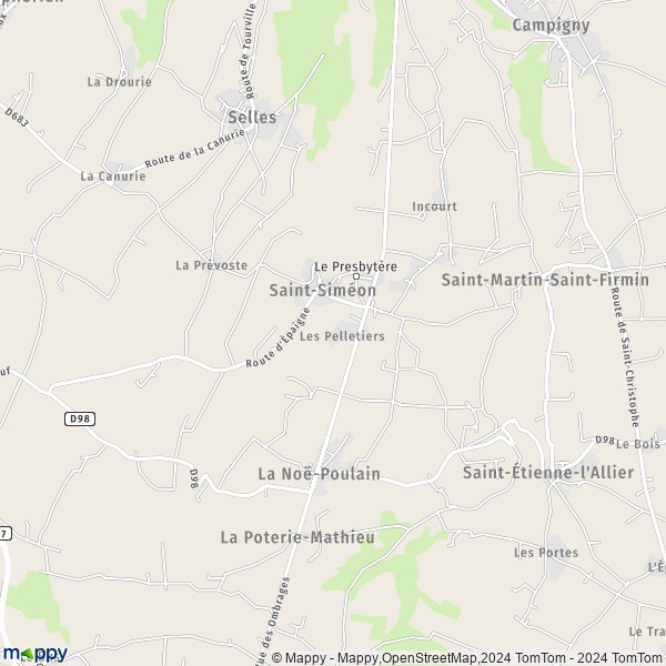 La carte pour la ville de Saint-Siméon 27560
