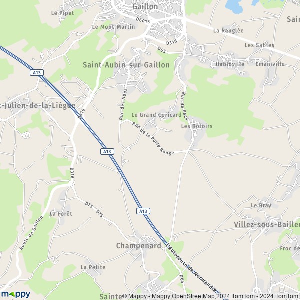 La carte pour la ville de Saint-Aubin-sur-Gaillon 27600