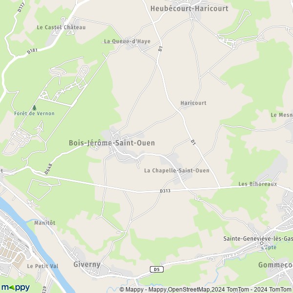 La carte pour la ville de Bois-Jérôme-Saint-Ouen 27620