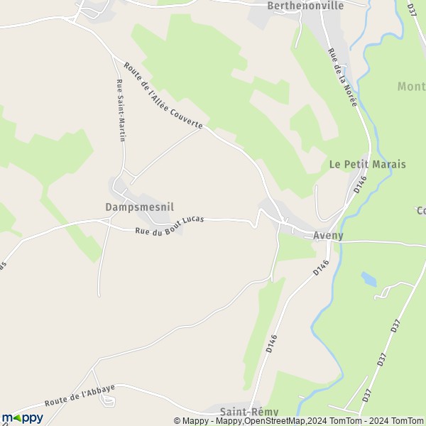 La carte pour la ville de Dampsmesnil, 27630 Vexin-sur-Epte