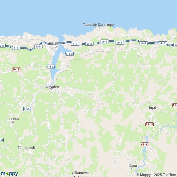 La carte pour la ville de 27700-33794 Castropol