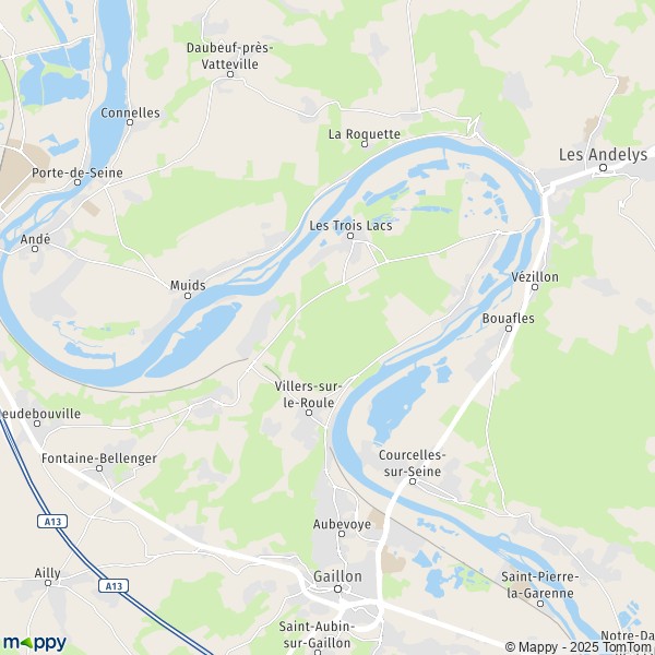 La carte pour la ville de Tosny, 27700 Les Trois Lacs