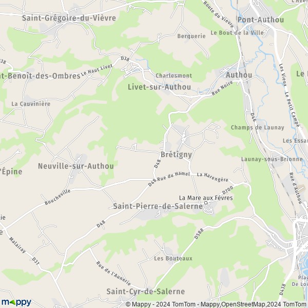 La carte pour la ville de Brétigny 27800